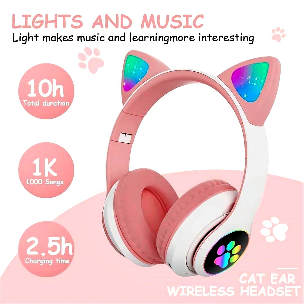 Anc Wireless Over Ear Headphones - STN-28 écouteurs Bluetooth 5.0 mignon chat