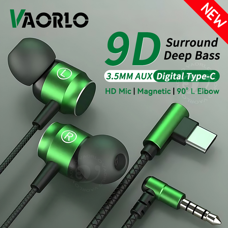 Type C Wired Earphones With Mic - Écouteurs de jeu de basse lourde