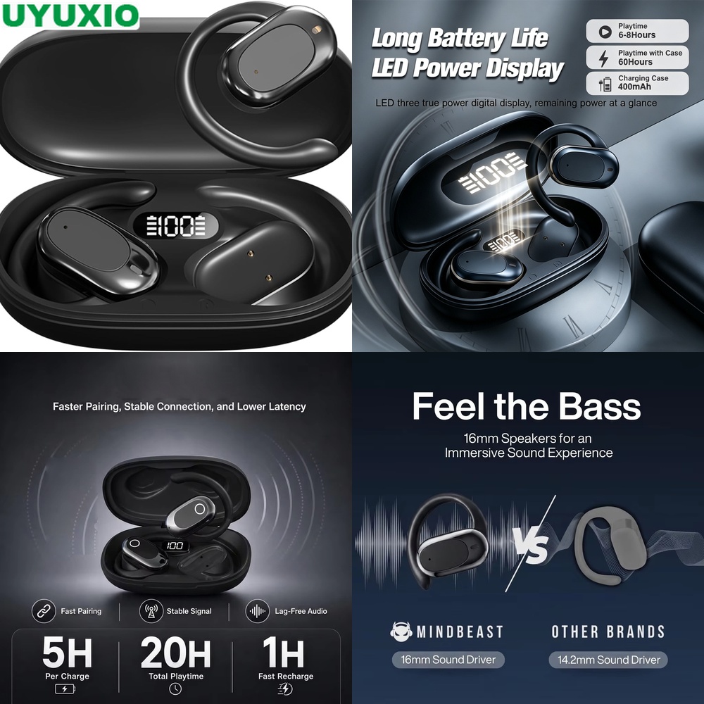 Bone Conduction Running Headphones - Écouteurs à oreille ouverte et casque