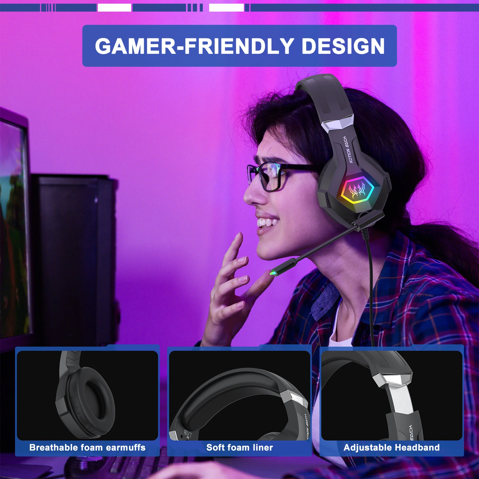 Gaming Headset With Mic Rgb - Casque de jeu filaire avec son