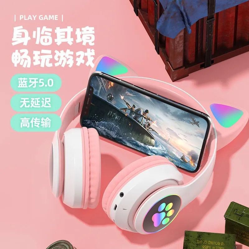 Casque Bluetooth sans fil à or - Cat Ear Bluetooth Headset Led avis et prix