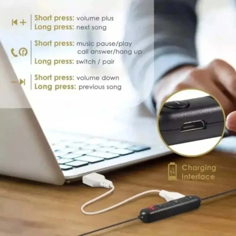 1/2/3/4 écouteurs Bluetooth à  - Magnetic Neckband Sports Earphones avis et prix